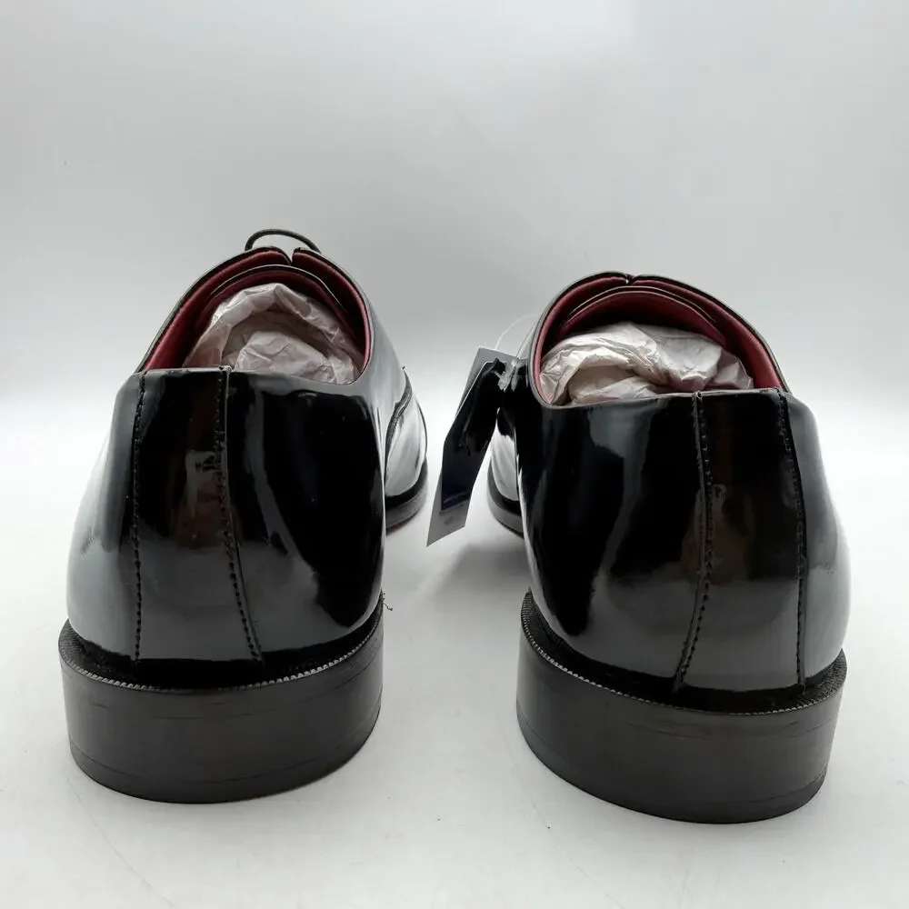 Carlos Santana Mens Tuxedo Cap-Toe Oxford Shoes US 11.5 Black Patent Leather NIB